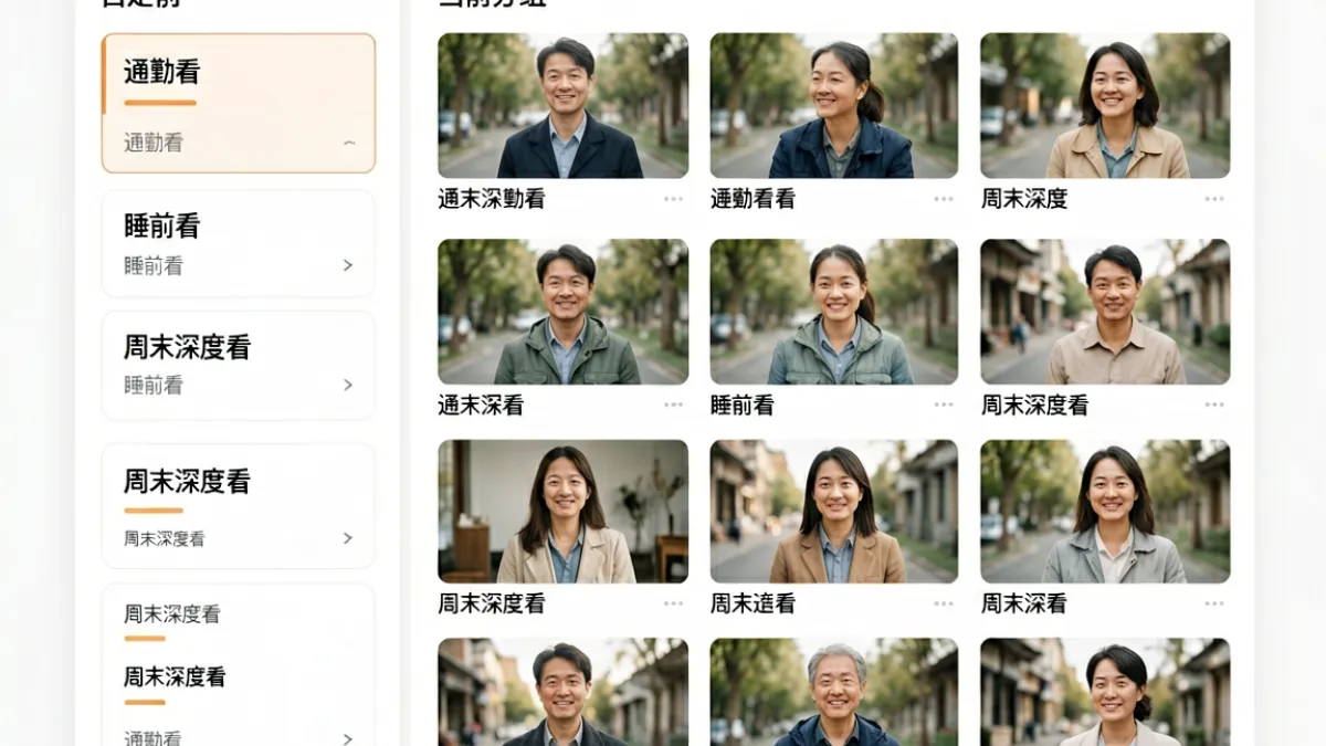 蓝莓视频用户收藏夹管理界面，展示多分组设置与稍后观看队列的使用方式
